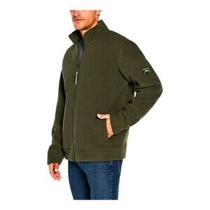 ORVIS Men's L Heavyweight Full Zip Fleece Jacket with Pockets Patch Logo Green